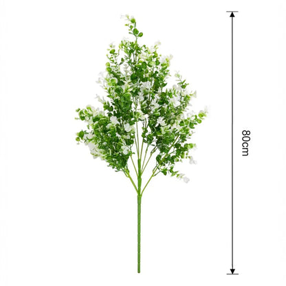 Planta decorativa artificiala, fara ghiveci, tip Eucalipt, Naimeed D6963, 80 cm, Alb