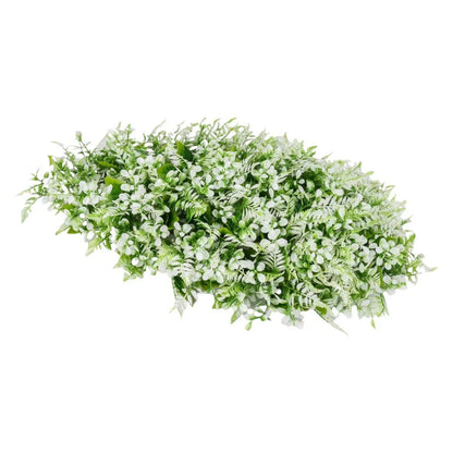 Planta decorativa artificiala, fara ghiveci, tip Buxus, Naimeed D6967, 80x40 cm, Alb/Verde