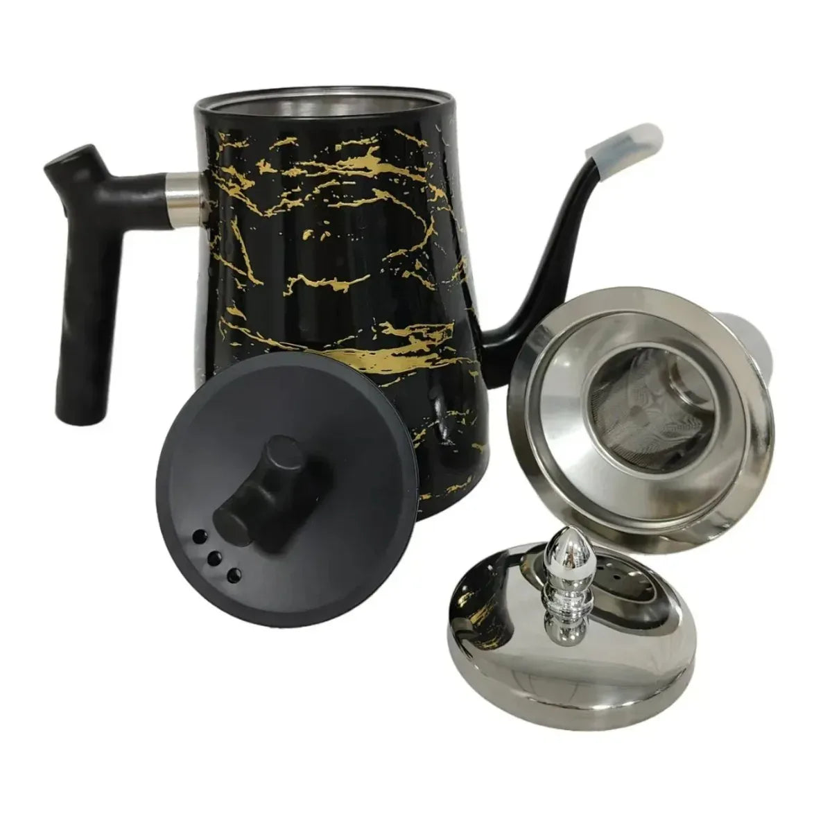 Ceainic cu infuzor si capac, design elegant, otel inoxidabil/plastic, 1500ml, 16.5x13x10cm, Naimeed D6971, Negru