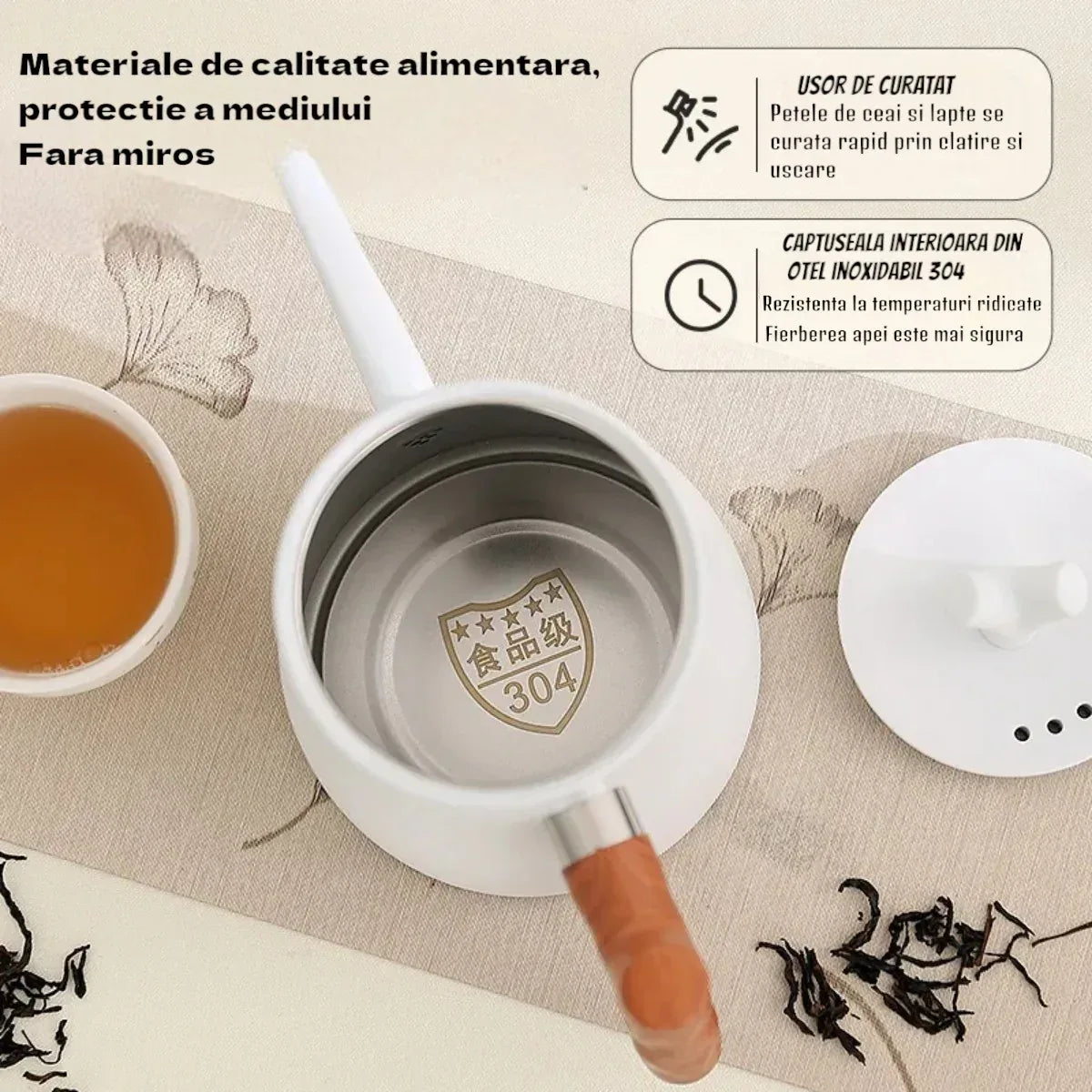 Ceainic cu infuzor si capac, design elegant, otel inoxidabil/plastic, 1500ml, 16.5x13x10cm, Naimeed D6971, Negru