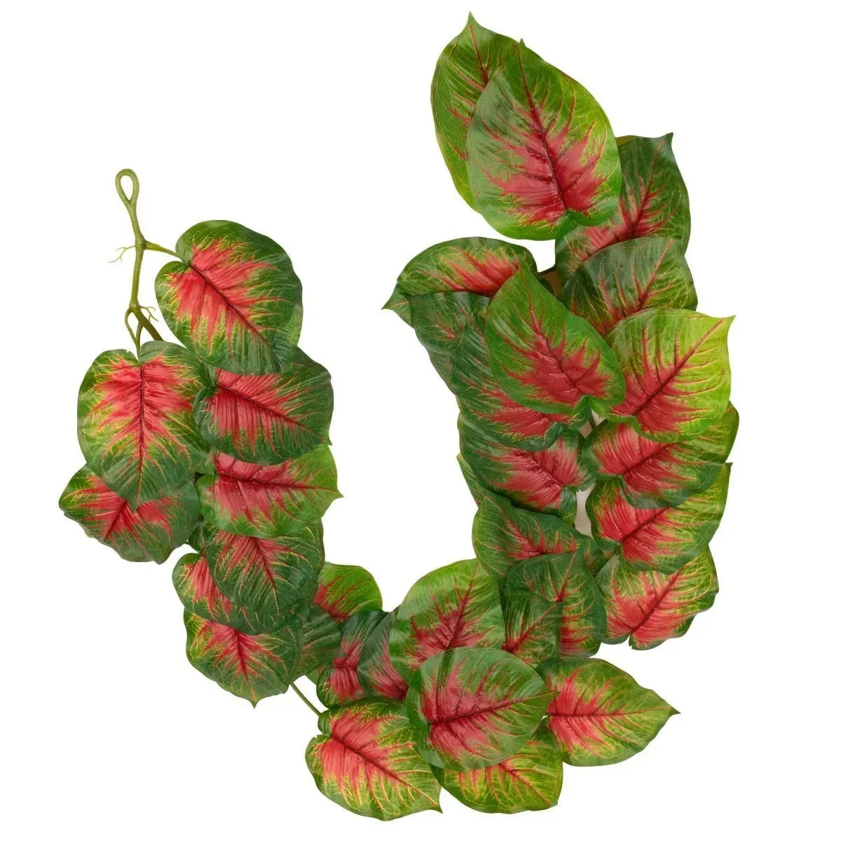 Ghirlanda artificiala cu 28 frunze, tip Dieffenbachia,  Naimeed D7022, 1.7m, Rosu