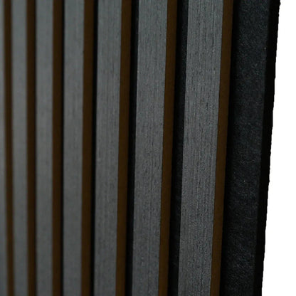 Set 6 Panouri riflaj acustic decorativ, MDF si pasla, Naimeed D7103, 270x30x1.8cm, Gri inchis