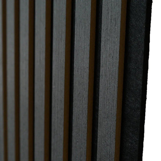 Set 6 Panouri riflaj acustic decorativ, MDF si pasla, Naimeed D7103, 270x30x1.8cm, Gri inchis