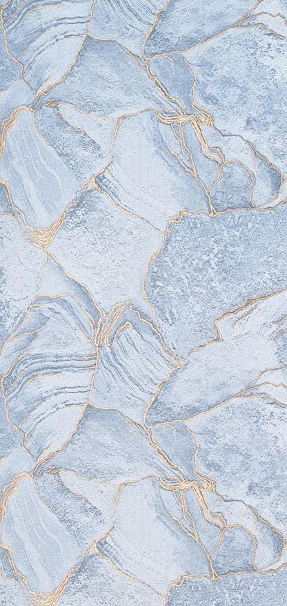 Set 6 panouri decorative autoadezive cu folie de aluminiu, efect marmura,  suprafata acoperita 1.08 m², Naimeed D7112, 60x30 cm, Albastru