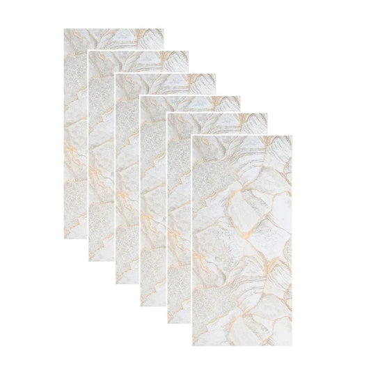 Set 6 panouri decorative autoadezive cu folie de aluminiu, efect marmura,  suprafata acoperita 1.08 m², Naimeed D7113, 60x30 cm, Bej/Gri