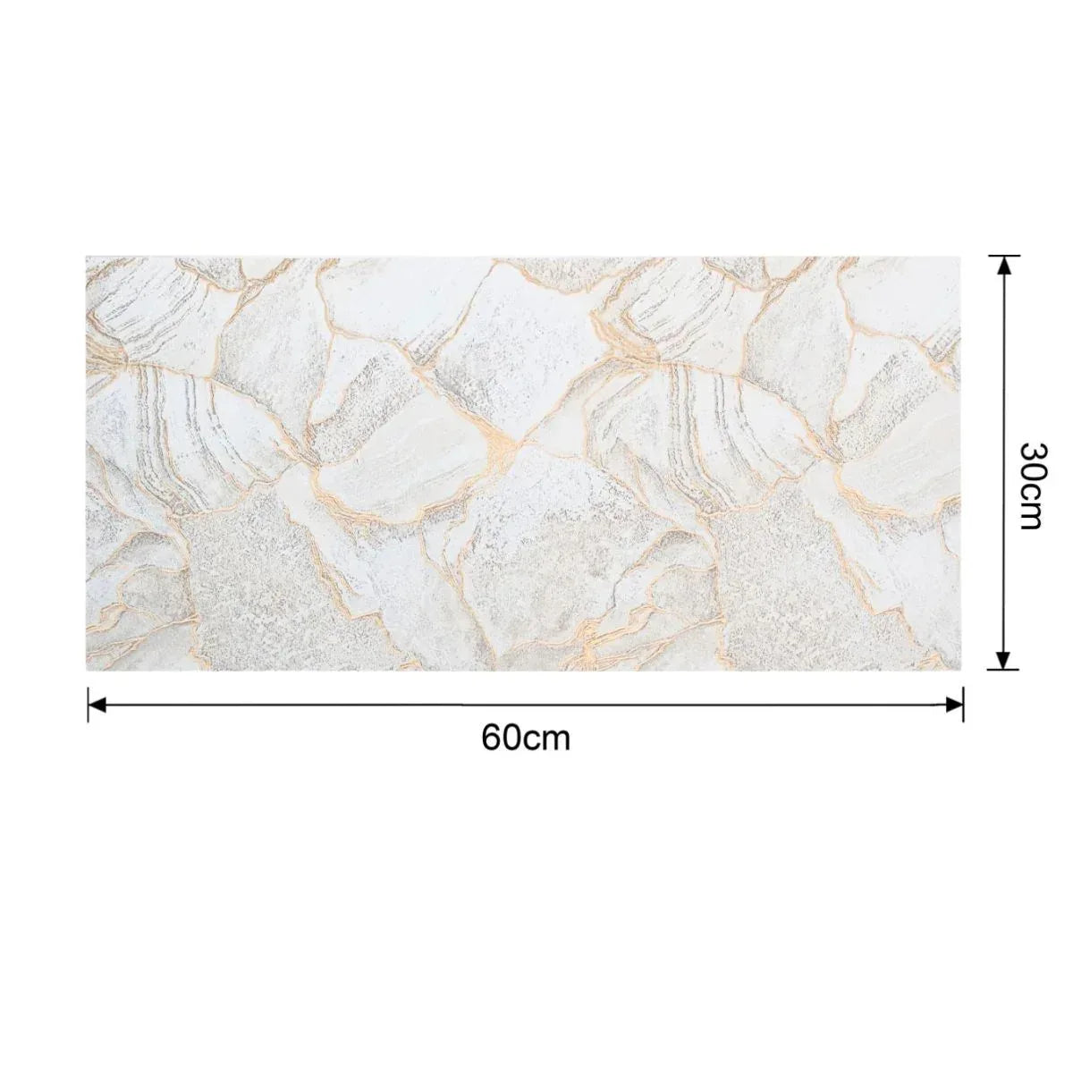 Set 6 panouri decorative autoadezive cu folie de aluminiu, efect marmura,  suprafata acoperita 1.08 m², Naimeed D7113, 60x30 cm, Bej/Gri