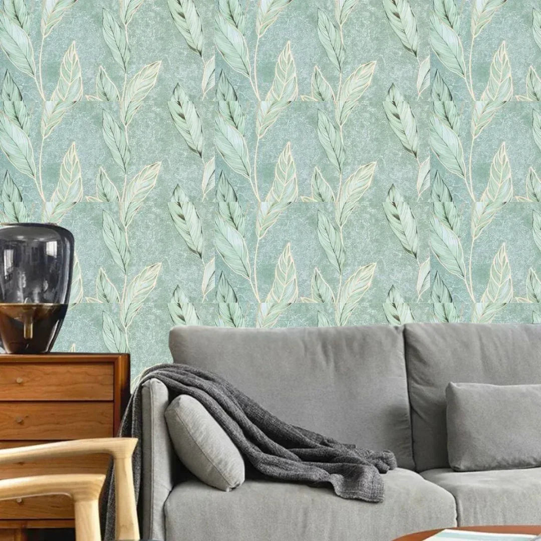 Set 6 panouri decorative autoadezive cu folie de aluminiu, efect marmura,  suprafata acoperita 1.08 m², Naimeed D7115, 60x30 cm, Verde