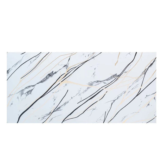 Set 6 panouri decorative autoadezive cu folie de aluminiu, efect marmura,  suprafata acoperita 1.08 m², Naimeed D7123, 60x30 cm, Gri deschis