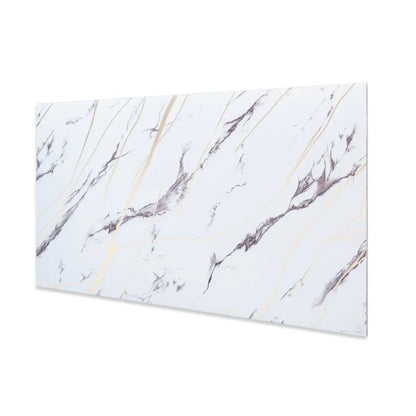 Set 6 panouri decorative autoadezive cu folie de aluminiu, efect marmura,  suprafata acoperita 1.08 m², Naimeed D7124, 60x30 cm, Alb