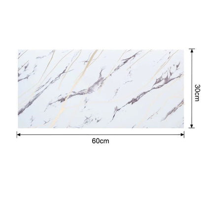 Set 6 panouri decorative autoadezive cu folie de aluminiu, efect marmura,  suprafata acoperita 1.08 m², Naimeed D7124, 60x30 cm, Alb
