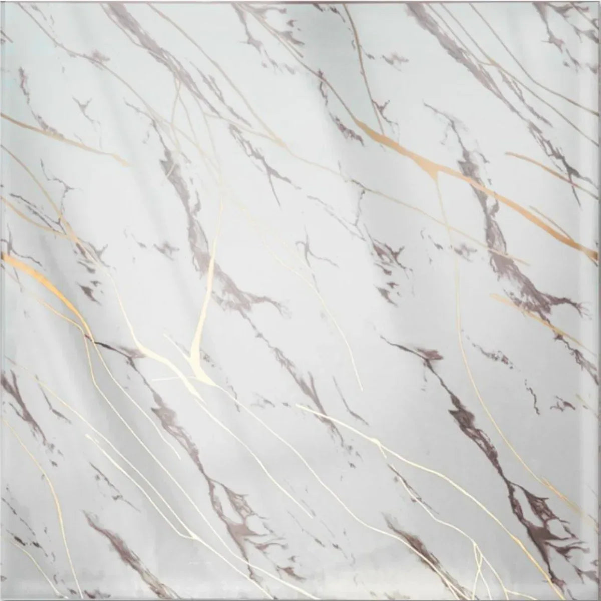 Set 6 panouri decorative autoadezive cu folie de aluminiu, efect marmura,  suprafata acoperita 1.08 m², Naimeed D7124, 60x30 cm, Alb