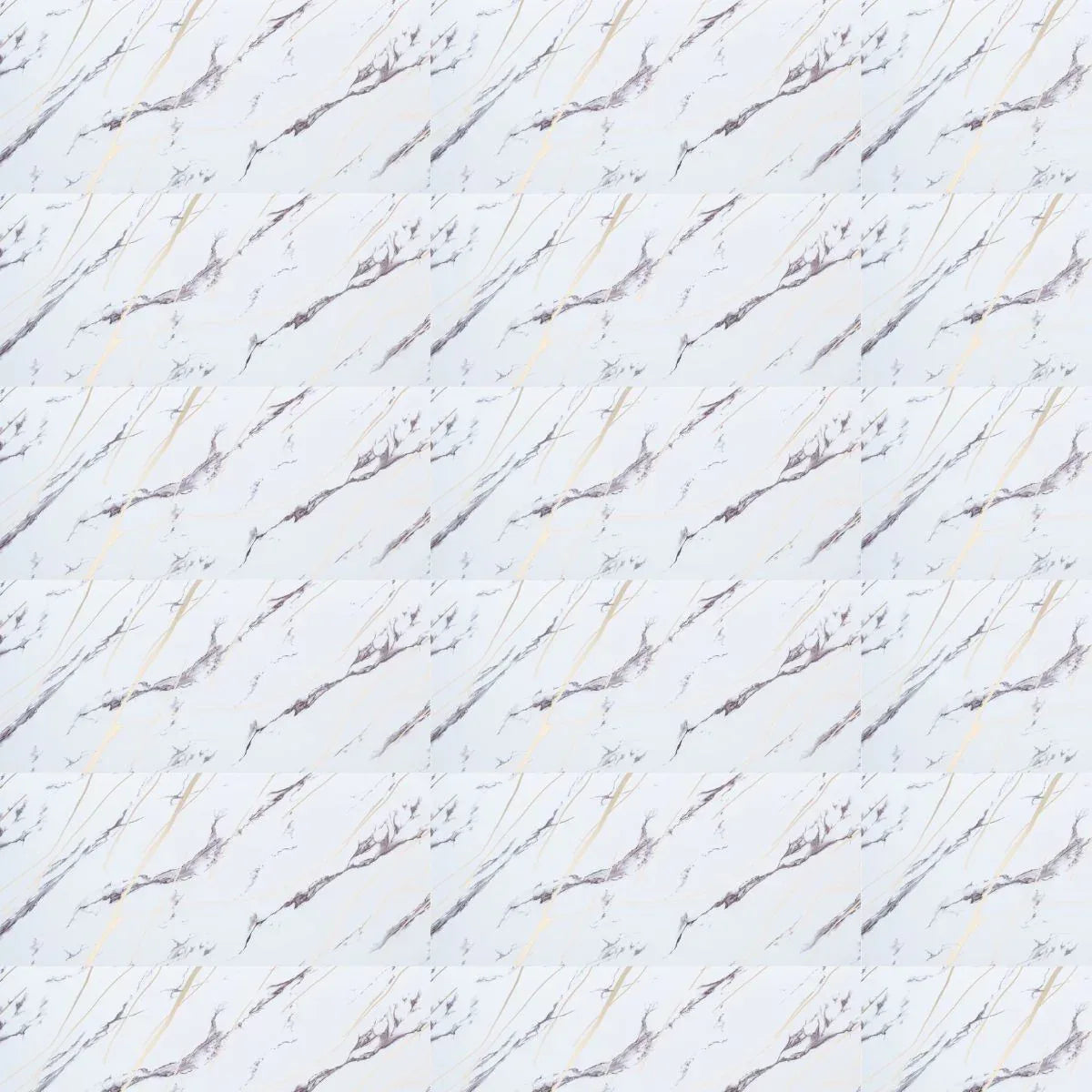 Set 6 panouri decorative autoadezive cu folie de aluminiu, efect marmura,  suprafata acoperita 1.08 m², Naimeed D7124, 60x30 cm, Alb