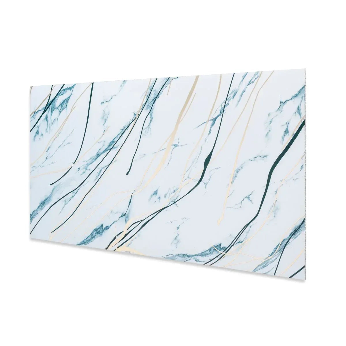 Set 6 panouri decorative autoadezive cu folie de aluminiu, efect marmura,  suprafata acoperita 1.08 m², Naimeed D7125, 60x30 cm, Alb/Albastru