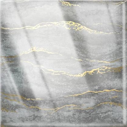 Set 6 panouri decorative autoadezive cu folie de aluminiu, efect marmura,  suprafata acoperita 1.08 m², Naimeed D7126, 60x30 cm, Gri inchis