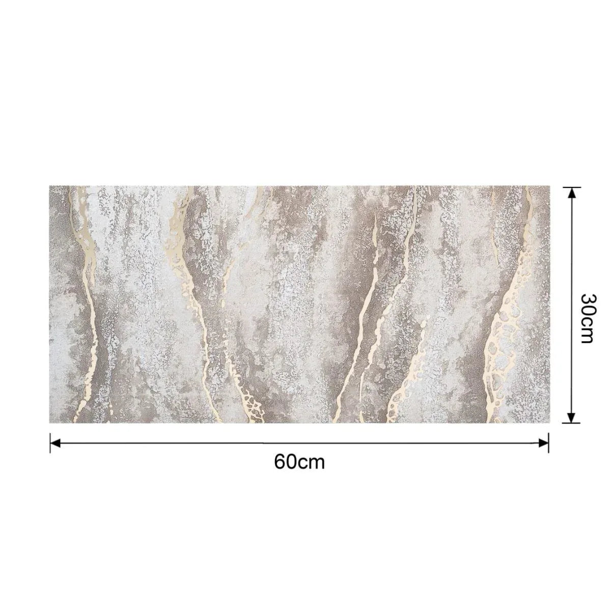 Set 6 panouri decorative autoadezive cu folie de aluminiu, efect marmura,  suprafata acoperita 1.08 m², Naimeed D7128, 60x30 cm, Maro deschis