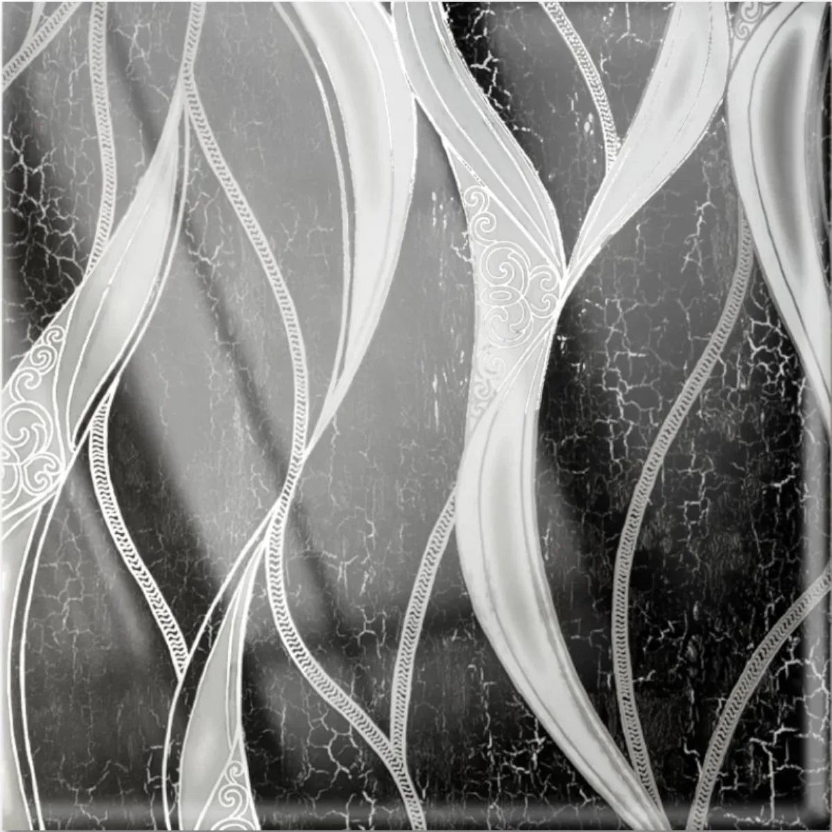 Set 6 panouri decorative autoadezive cu folie de aluminiu, efect marmura,  suprafata acoperita 1.08 m², Naimeed D7132, 60x30 cm, Negru