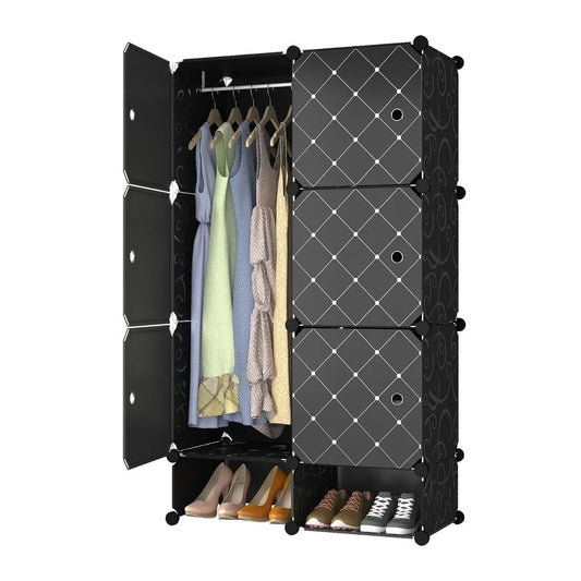 Dulap Modular, 6 Usi, Naimeed D7133, 127x75x37cm, Negru