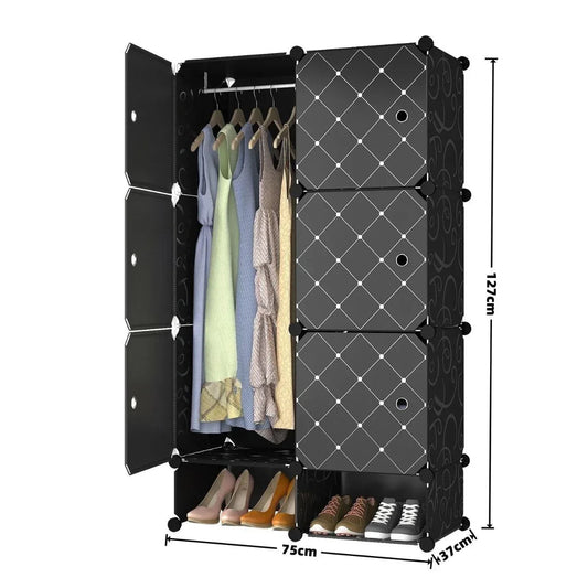 Dulap Modular, 6 Usi, Naimeed D7133, 127x75x37cm, Negru