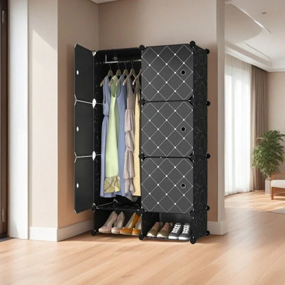 Dulap Modular, 6 Usi, Naimeed D7133, 127x75x37cm, Negru