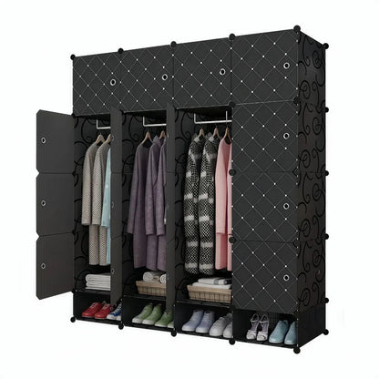 Dulap Modular, 16 Usi, Naimeed D7135, 162x145x37cm, Negru