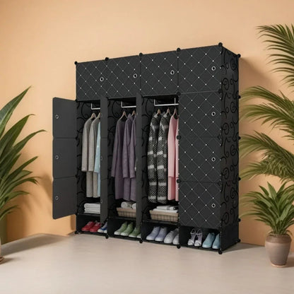 Dulap Modular, 16 Usi, Naimeed D7135, 162x145x37cm, Negru