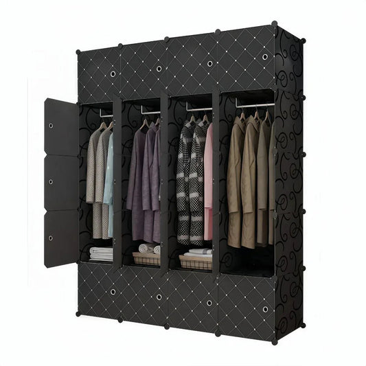 Dulap Modular, 20 Usi, Naimeed D7136, 180x145x37cm, Negru
