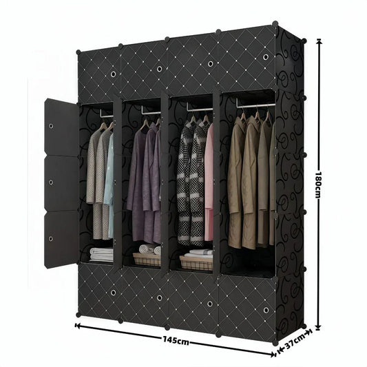 Dulap Modular, 20 Usi, Naimeed D7136, 180x145x37cm, Negru