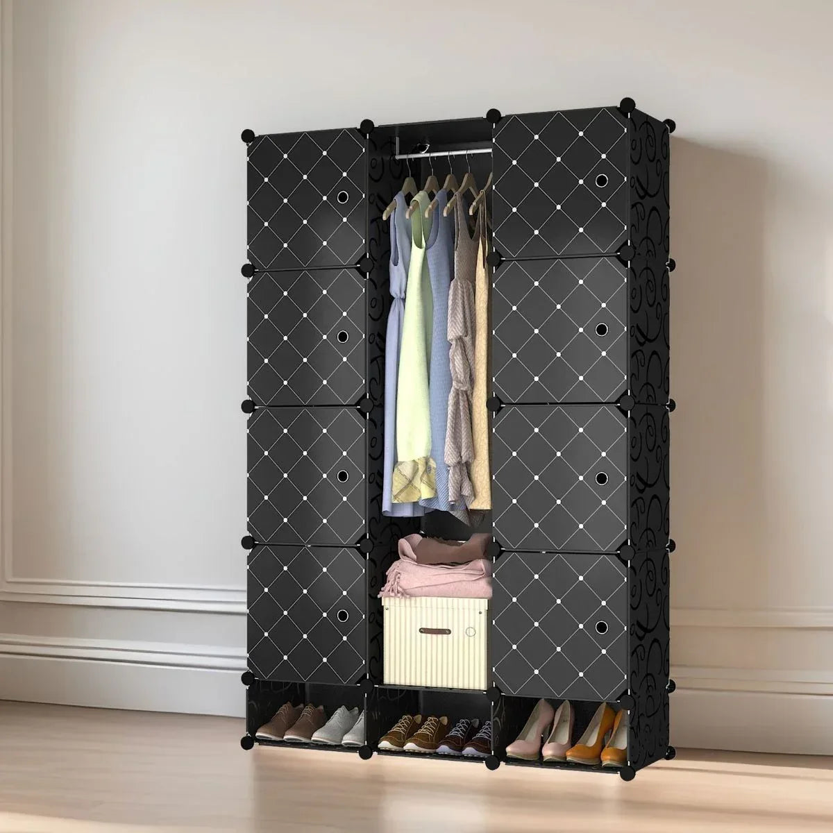 Dulap Modular, 8 Usi, Naimeed D7137, 162x110x37cm, Negru