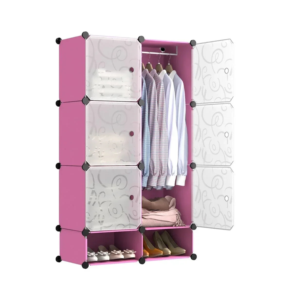 Dulap Modular, 6 Usi, Naimeed D7138, 127x75x37cm, Roz