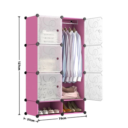 Dulap Modular, 6 Usi, Naimeed D7138, 127x75x37cm, Roz