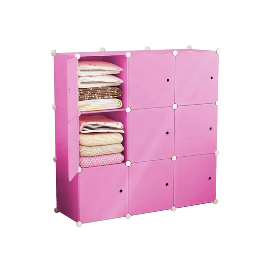 Dulap Modular, 9 Usi, Naimeed D7141, 110x110x37cm, Roz