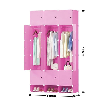 Dulap Modular, 15 Usi, Naimeed, D7144, 197x110x37cm, Roz