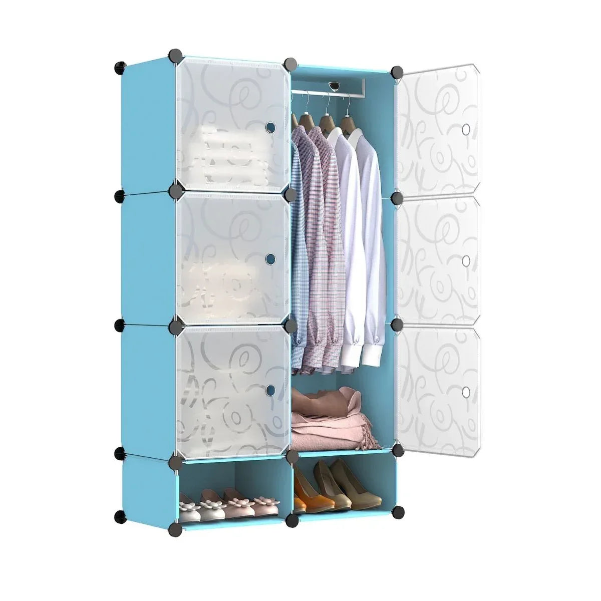 Dulap Modular, 6 Usi, Naimeed D7145, 127x75x37cm, Albastru