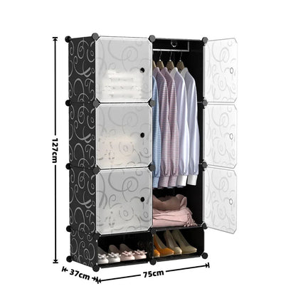 Dulap Modular, 6 Usi, Naimeed D7146, 127x75x37cm, Negru