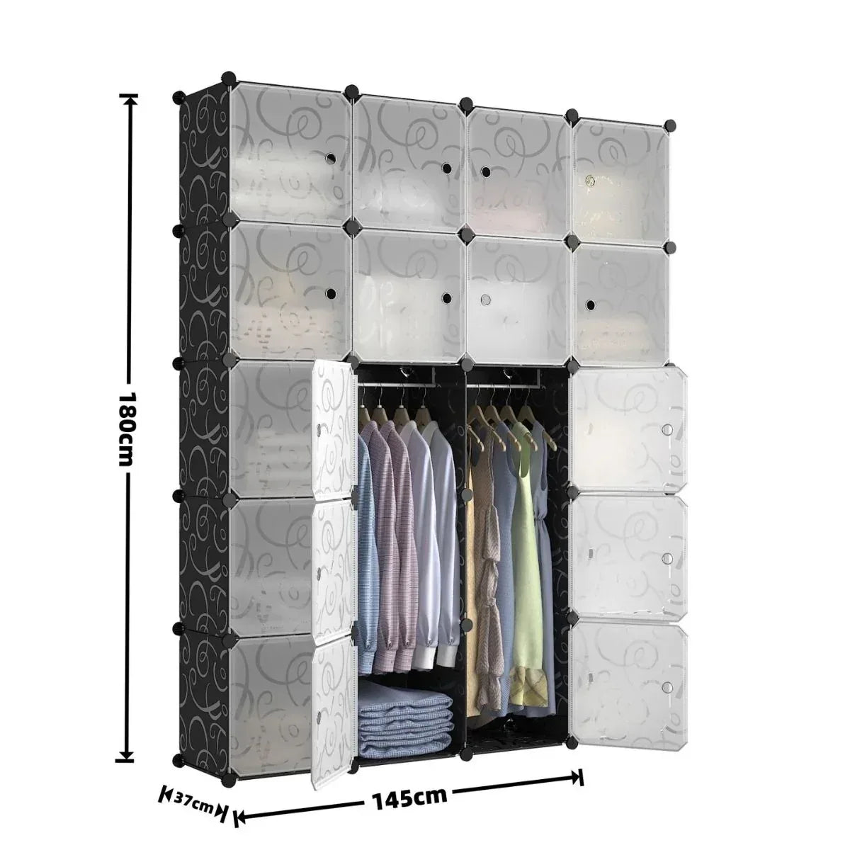 Dulap Modular, 20 Usi, Naimeed D7149, 110x110x37cm, Negru