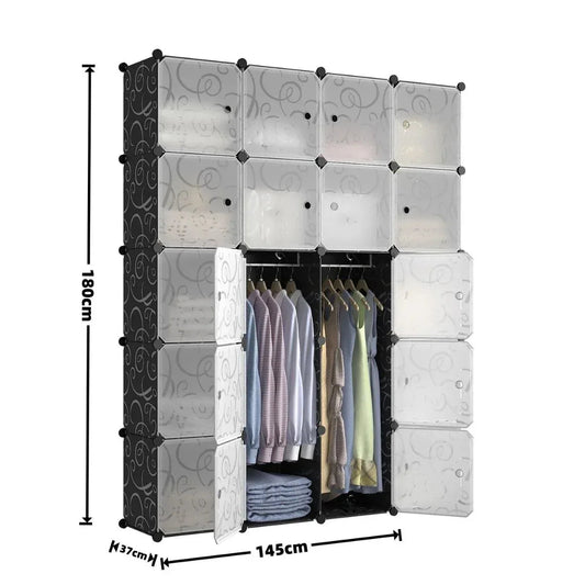Dulap Modular, 20 Usi, Naimeed D7149, 110x110x37cm, Negru