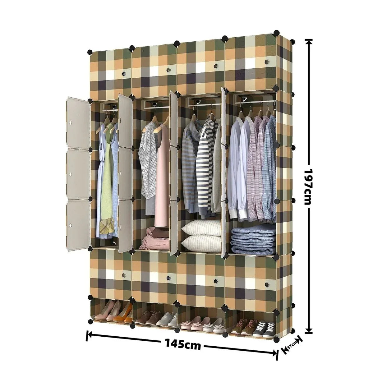 Dulap Modular, 20 Usi, Naimeed D7162, 197x145x37cm ,Verde