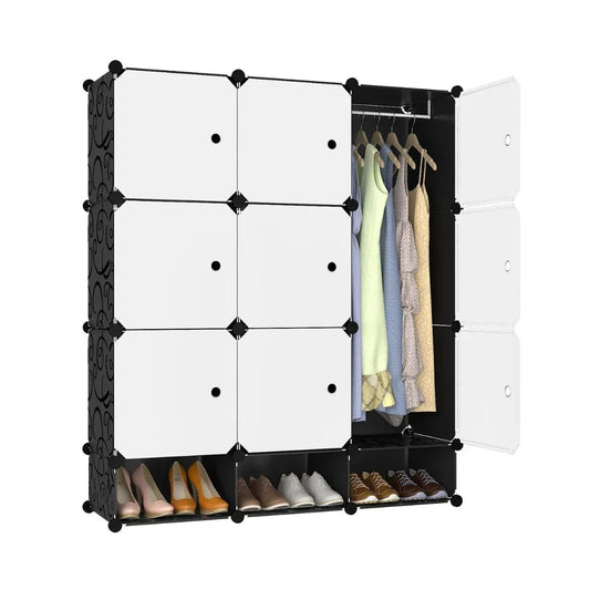 Dulap Modular, 9 Usi, Naimeed D7165, 127x110x37cm , Negru