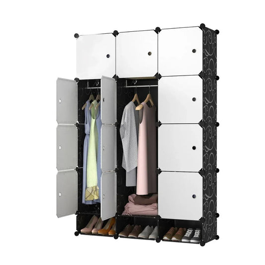 Dulap Modular, 12 Usi, Naimeed D7166, 162x110x37cm, Negru