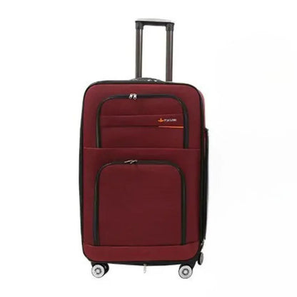 Troler voiaj, Mic, Naimeed D7175, 4 roti duble 360 grade, material textil, inchidere cifru, Rosu, 36x22x55cm