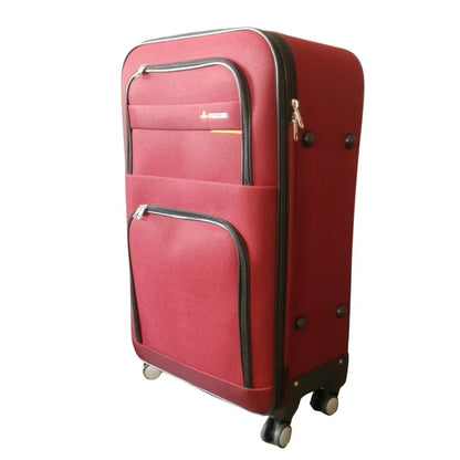 Troler voiaj, Mic, Naimeed D7175, 4 roti duble 360 grade, material textil, inchidere cifru, Rosu, 36x22x55cm