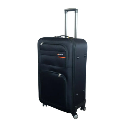 Troler voiaj, Mic, Naimeed D7177, 4 roti duble 360 grade, material textil, inchidere cifru, Negru, 36x22x55cm