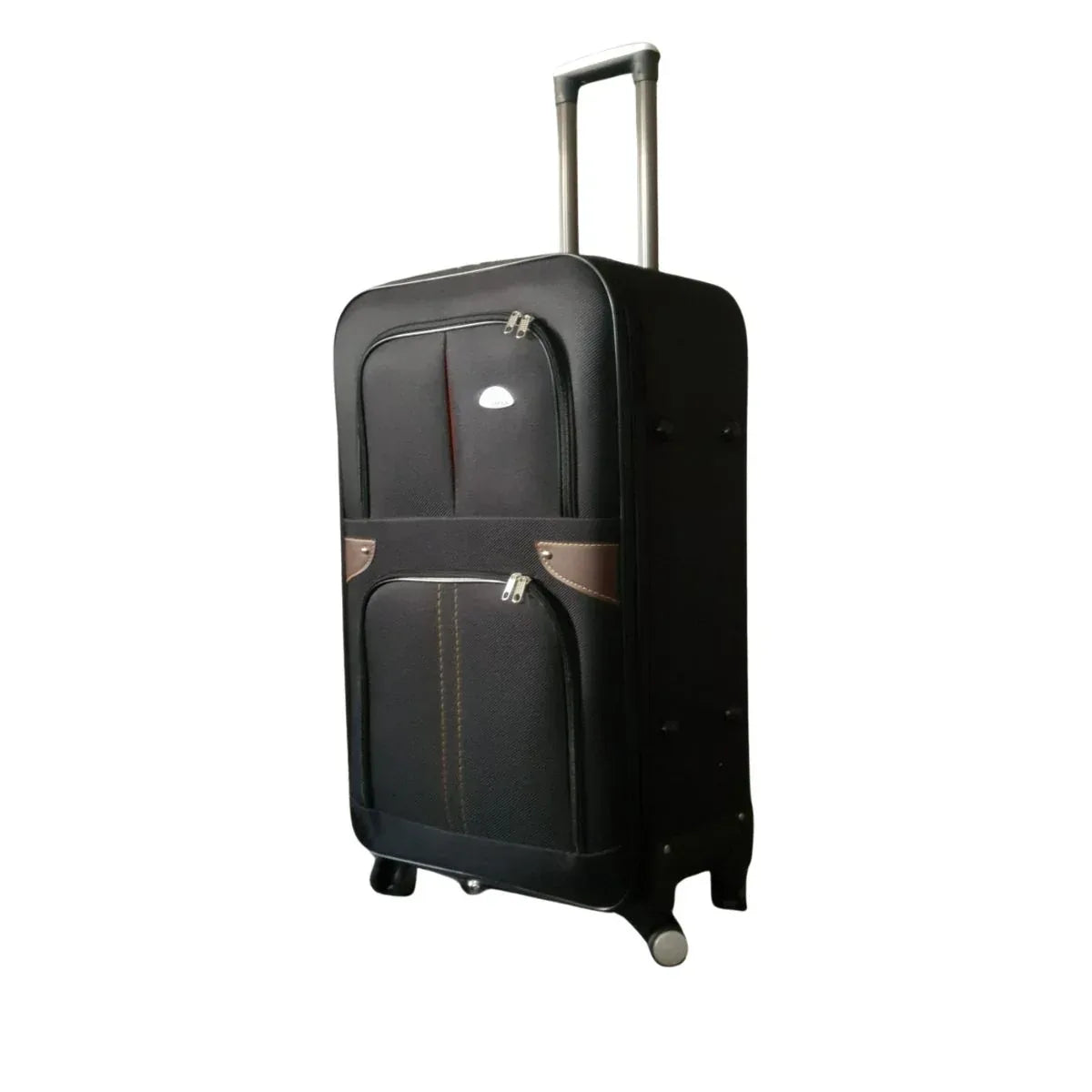 Troler voiaj, Mare, Naimeed D7180, 4 roti duble 360 grade, material textil, inchidere cifru, Negru, 45x28x75cm