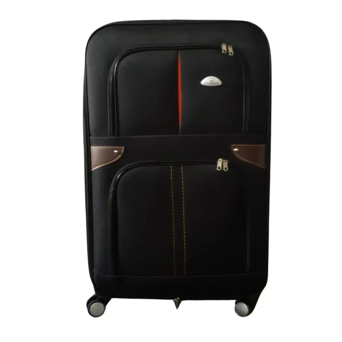 Troler voiaj, Mare, Naimeed D7180, 4 roti duble 360 grade, material textil, inchidere cifru, Negru, 45x28x75cm