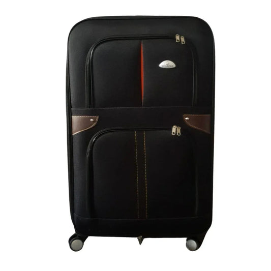 Troler voiaj, Mare, Naimeed D7180, 4 roti duble 360 grade, material textil, inchidere cifru, Negru, 45x28x75cm