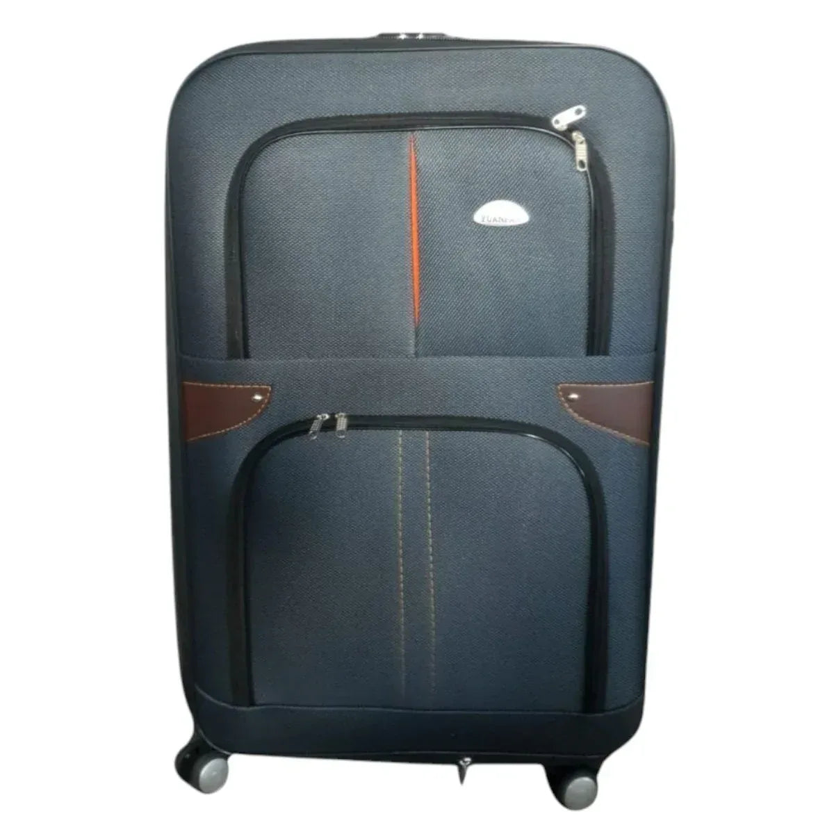 Troler voiaj, Mic, Naimeed D7181, 4 roti duble 360 grade, material textil, inchidere cifru, Gri, 36x22x55cm