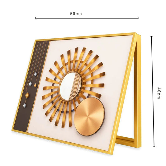 Capac tablou pentru contor electric, Naimeed D7230, mascare tablou electric, design modern si elegant, 40x50x3,8cm, rama aurie