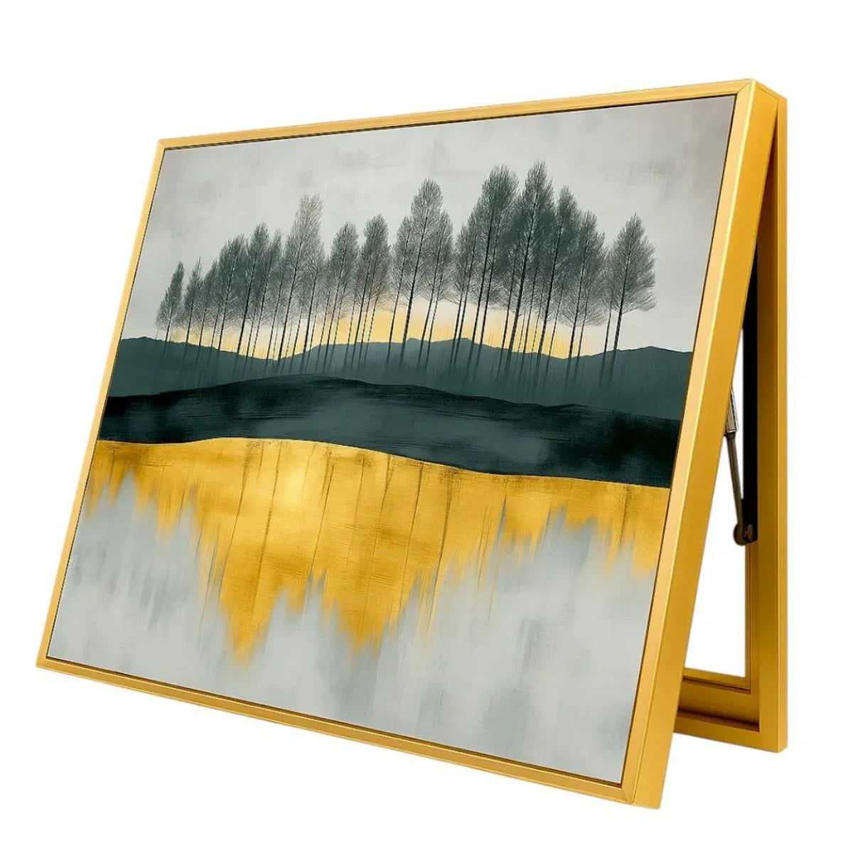 Capac tablou pentru contor electric, Naimeed D7236, mascare tablou electric, design modern si elegant, 40x50x3,8cm, rama aurie