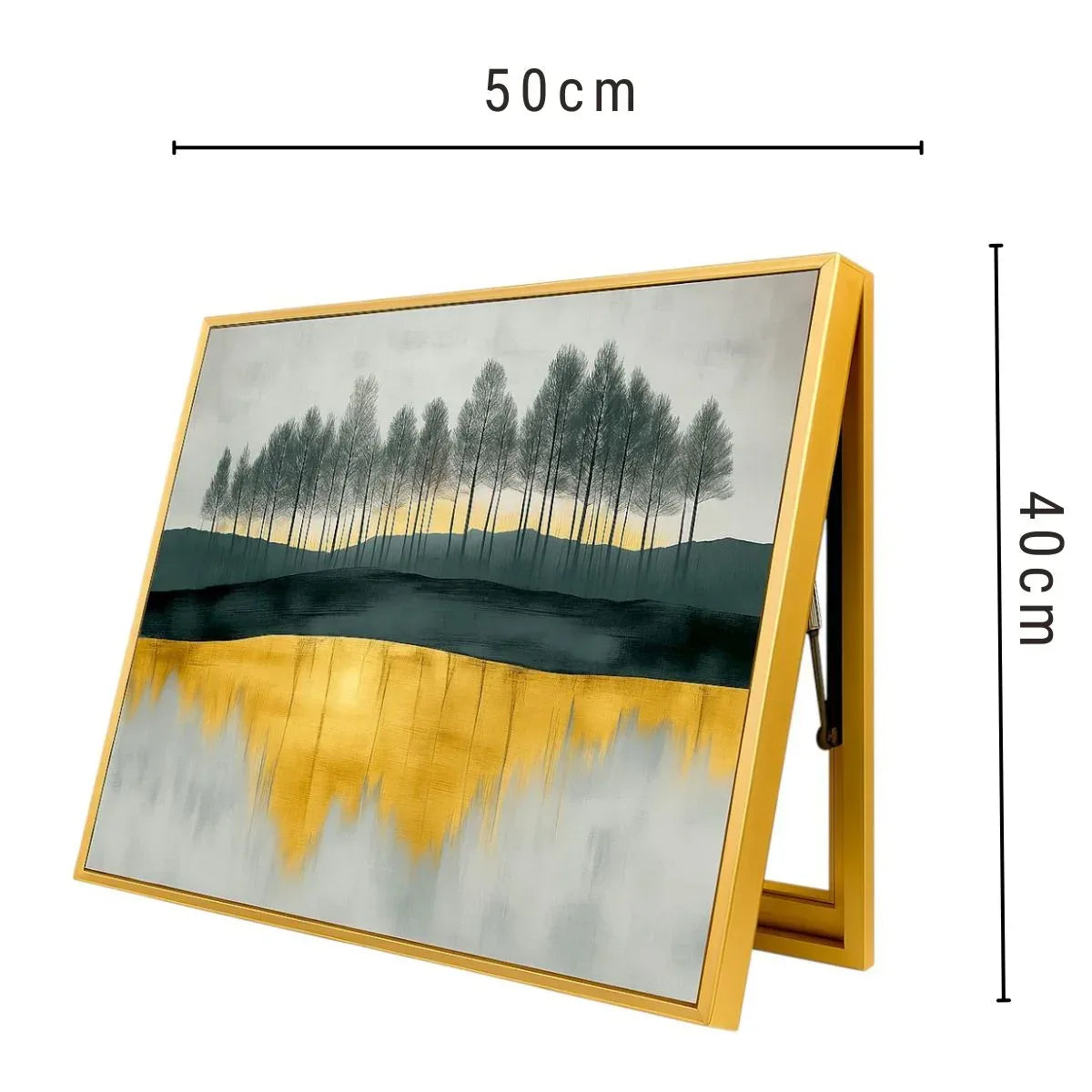 Capac tablou pentru contor electric, Naimeed D7236, mascare tablou electric, design modern si elegant, 40x50x3,8cm, rama aurie
