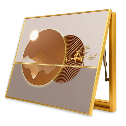 Capac tablou pentru contor electric, Naimeed D7247, mascare tablou electric, design modern si elegant, 50x60x3,8cm, rama aurie